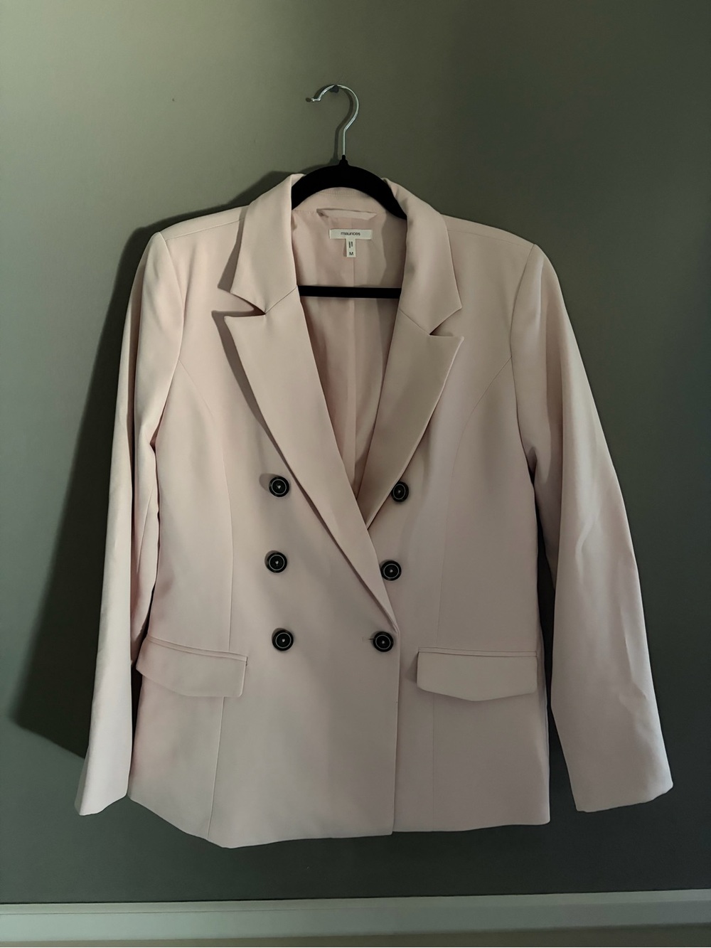 Maurices Blush Pink Double Breasted Blazer Jacket Medium Tailored Stretch